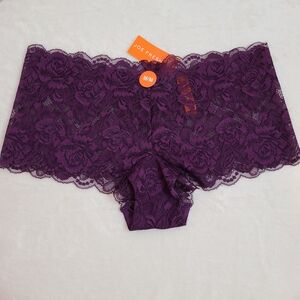 Joe Fresh Sheer Purple Floral Lace Boyshort Panty Size M